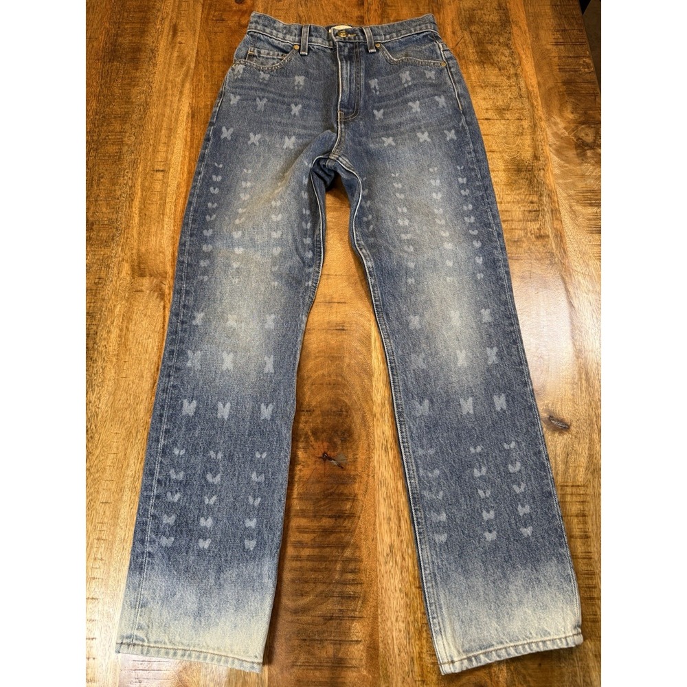 Ulla Johnson Agnes Crop Jeans 25 NWOT Butterfly Print High Rise Straight Denim